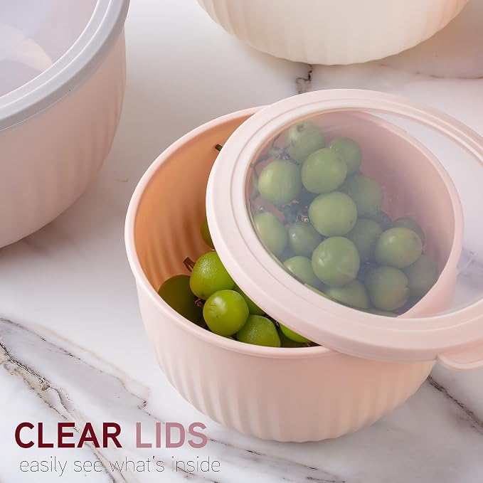 COOK WITH COLOR Prep Bowls with Lids- Wide and Deep Nesting Plastic Small - Image 6
