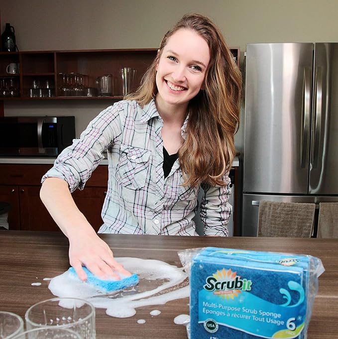Scrubit Non-Scratch Cleaning Scrub Sponges- Scrubbing Dish Sponge Ideal - Image 5