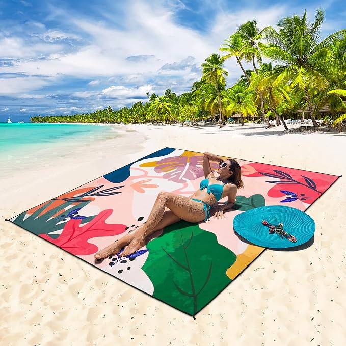 HIHOHO Beach Blanket Waterproof Sandproof Extra Large Beach Mat 79" X - Image 5