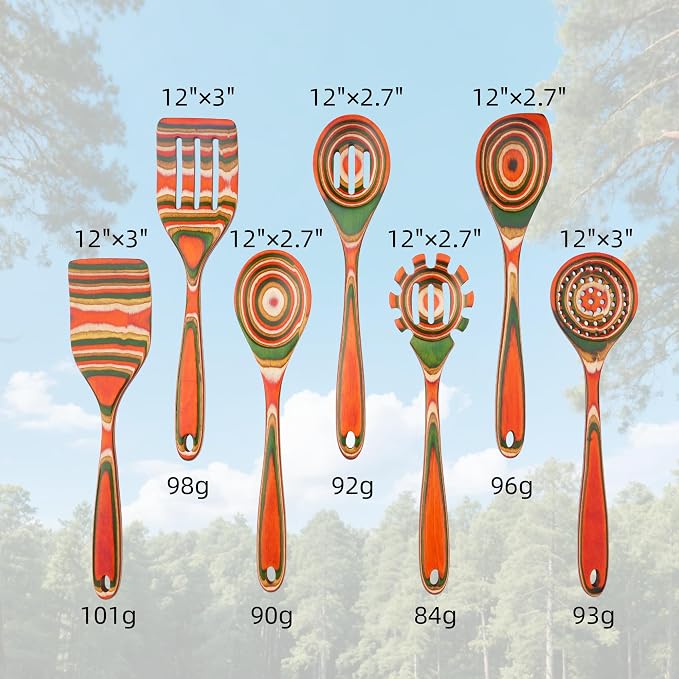7-Pcs Kitchen Utensils Set –Pakkawood Wooden Spoons - Image 2