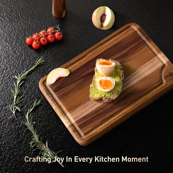 Teak Wood Cutting Board for Kitchen 13inch Charcuterie Board Serving Heavy Duty - Image 9