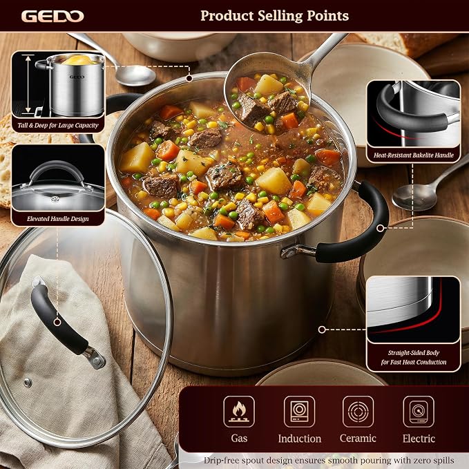 GEDO Food-Grade 304 Stainless Steel Stock Pot, Thickened Cooking Pot - Image 8
