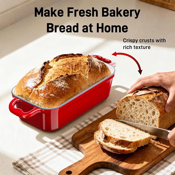 Enameled Cast Iron Dutch Oven for Sourdough Bread Baking, 8.5 x 4.5Inch Oval - Image 3