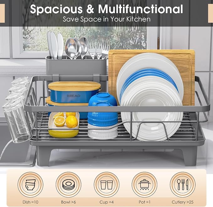 Urackify Dish Drying Rack for Kitchen Counter, Sink Dish Rack - Image 3