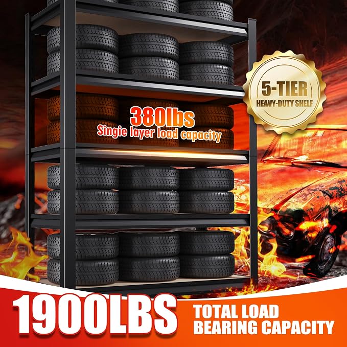 3-Pack 5-Tier Heavy Duty Garage Shelving Units - Image 4