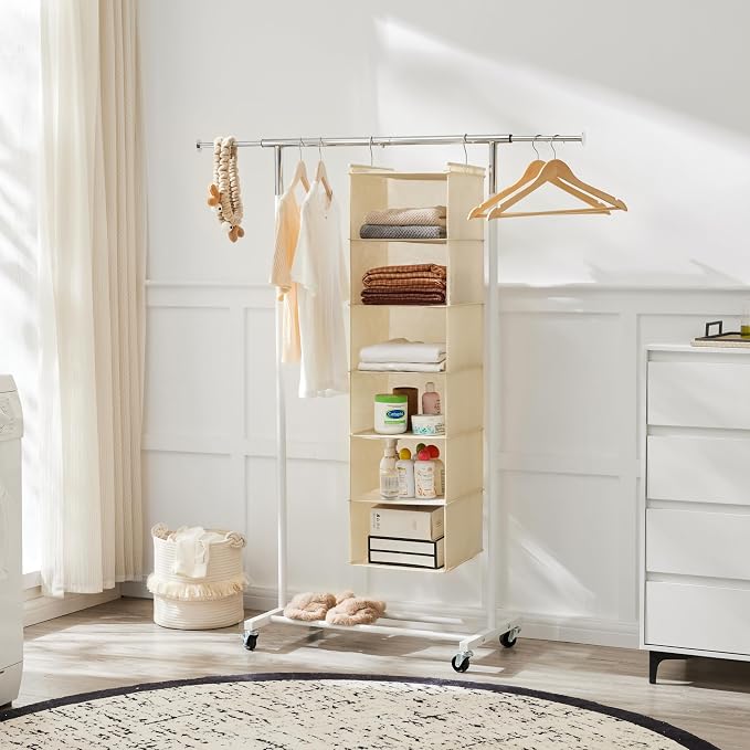MAX Houser 6 Tier Shelf Hanging Closet Organizer, Cloth Hanging Shelf - Image 2