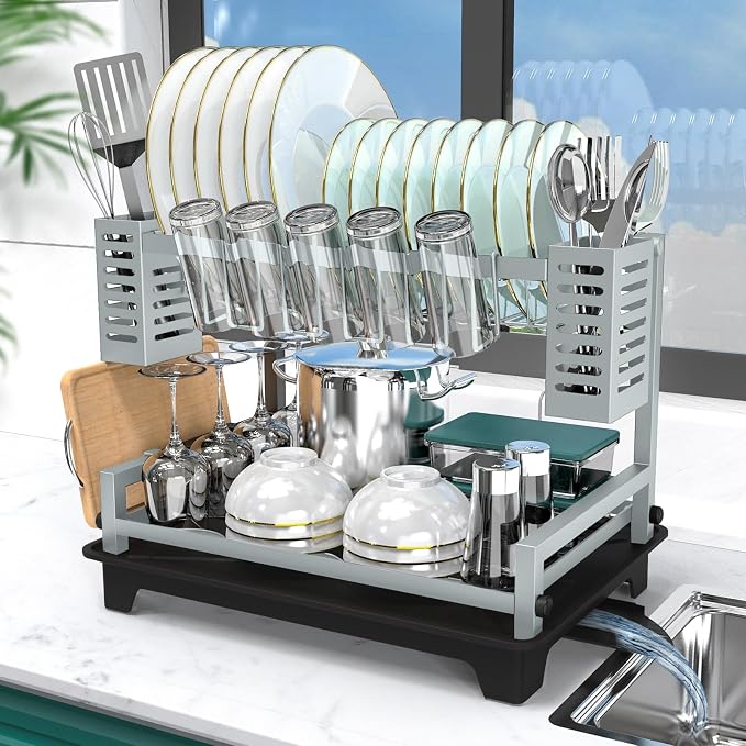 B-Land Dish Drying Rack, 2 Tier Dish Racks by B-Land