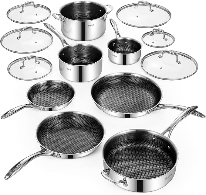 Deluxe 13 Piece Hybrid Ceramic Nonstick Stainless Steel Cookware Set-5 Piece by DELUXE