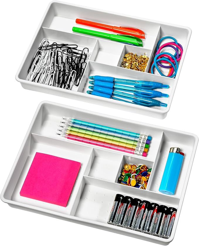Madesmart Set of 2 Plastic 6-Compartment Drawer Organizer Gadget Trays by madesmart%C2%AE