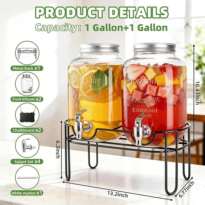 1 Gallon Glass Drink Dispensers - Image 3
