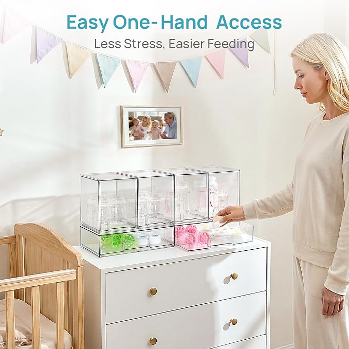 Vtopmart 6 Pack Baby Bottle Organizer Set, Stackable Storage Drawers Ideal - Image 5