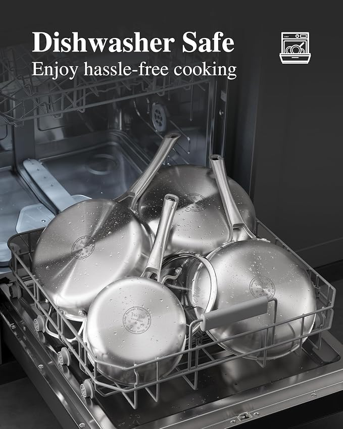 Stainless Steel Pans, Stainless Steel Cookware Set, 8/10/12 Inch - Image 5