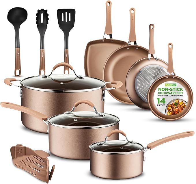 NutriChef 14-Piece Pots and Pans Set Non Stick – Induction Cookware Set by NutriChef%E2%84%A2Kitchen