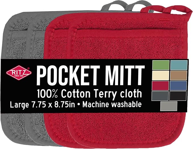 RITZ Terry Pocket Mitt & Hot Pad: Unparalleled Heat Resistant, Durable 100% by Ritz+Foodservice