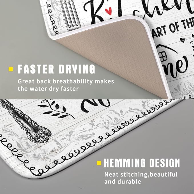White Kitchen Dish Drying Mat 16x18 Inch Knife Fork Dish Drainer Rack Mats - Image 3