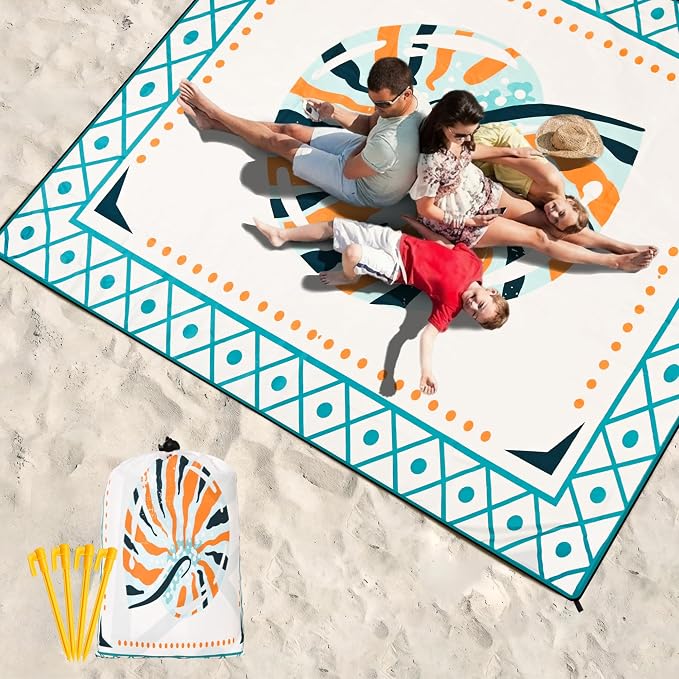 HIHOHO Beach Blanket Waterproof Sandproof Extra Large Beach Mat 79" X - Image 8