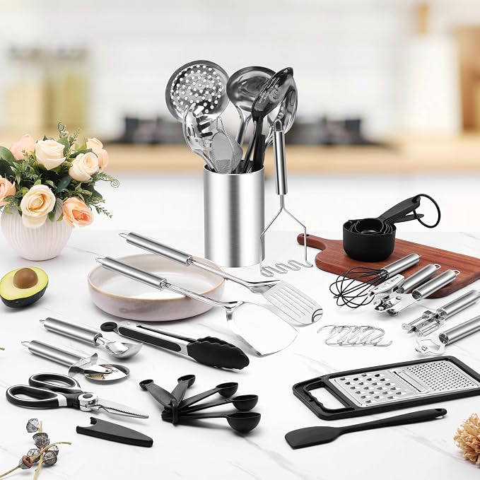 E-far Stainless Steel Kitchen Utensils Set, 39-Piece Cooking Utensils Set - Image 4