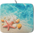 Giwawa Coastal Starfish Dish Drying Mat 16"x18" Ocean Blue Sea Coral Seashell by Giwawa