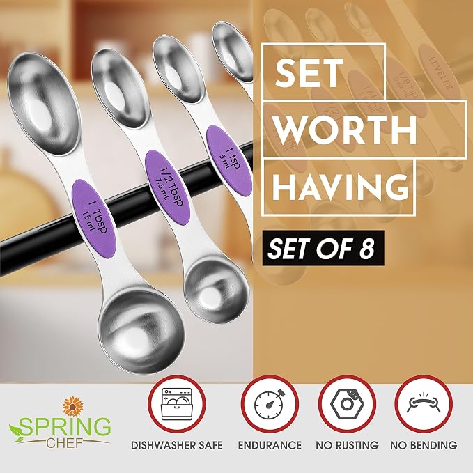 Spring Chef Stainless Steel Magnetic Measuring Spoons Set of 8 - Image 2
