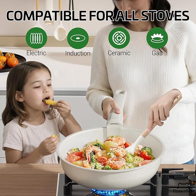 26 Pcs Pots and Pans Set Non Stick, Ceramic Cookware Set Non Toxic - Image 5