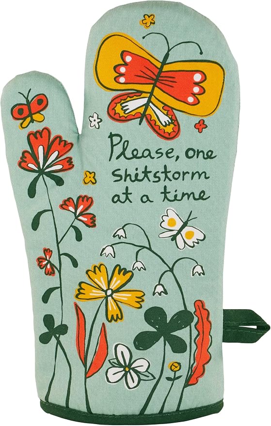 Blue Q Please, One Storm at a Time Funny Oven Mitts by BlueQ
