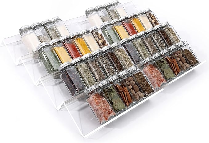 MIUKAA Clear Acrylic Spice Drawer Organizer, 4 Tier- 2 Set Expandable From 13" - Image 8