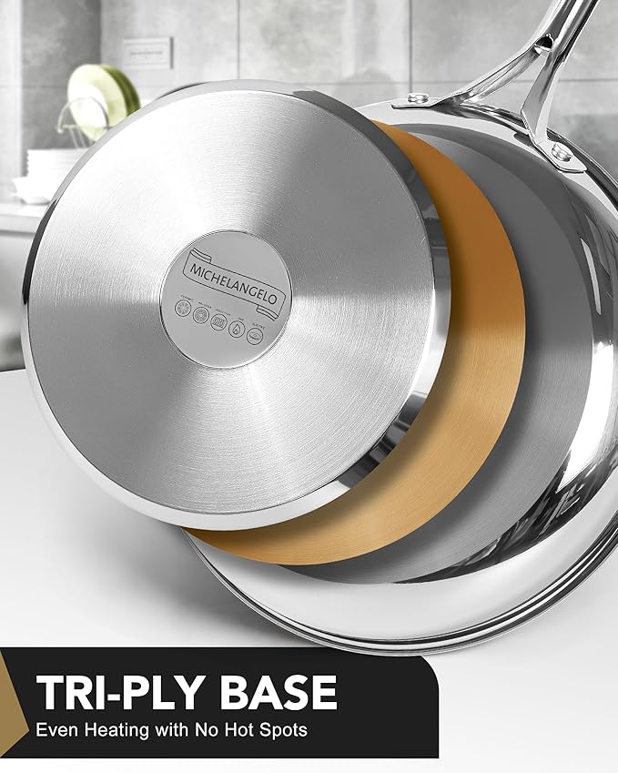 MICHELANGELO Stainless Steel Frying Pan Set - Image 2