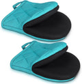 1 Pair Short Oven Mitts - Silicone Kitchen Oven Gloves High Heat