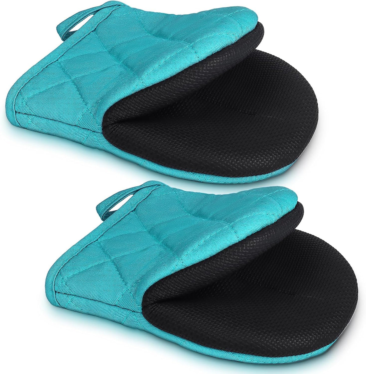 1 Pair Short Oven Mitts - Silicone Kitchen Oven Gloves High Heat