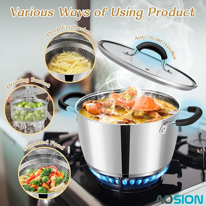 AOSION 6 Quart Stainless Steel Stockpot - Image 3