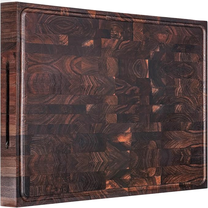 AZRHOM Extra Large Thick Walnut Wood End Grain Cutting Board 24x18x2 In by AzrHom