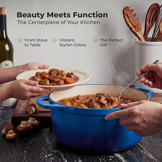 Zulay Kitchen 5 Quart Enameled Cast Iron Dutch Oven Pot - Image 6