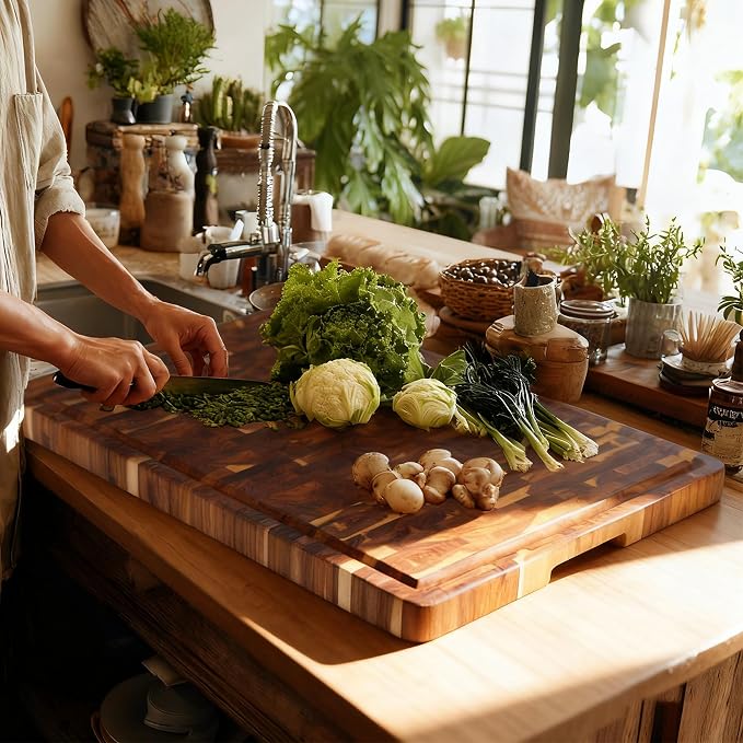 Utoplike Large Acacia Cutting Board 22 x 16 inch, End Grain Largest Wooden - Image 3