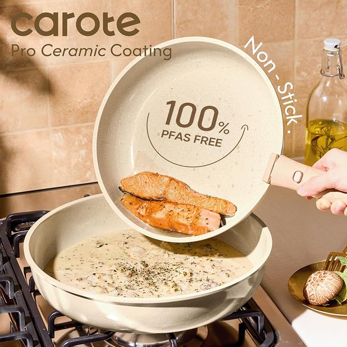 CAROTE 25PCS Ceramic Cookware Set, Pots and Pans set Non Stick, RV Kitchen - Image 3