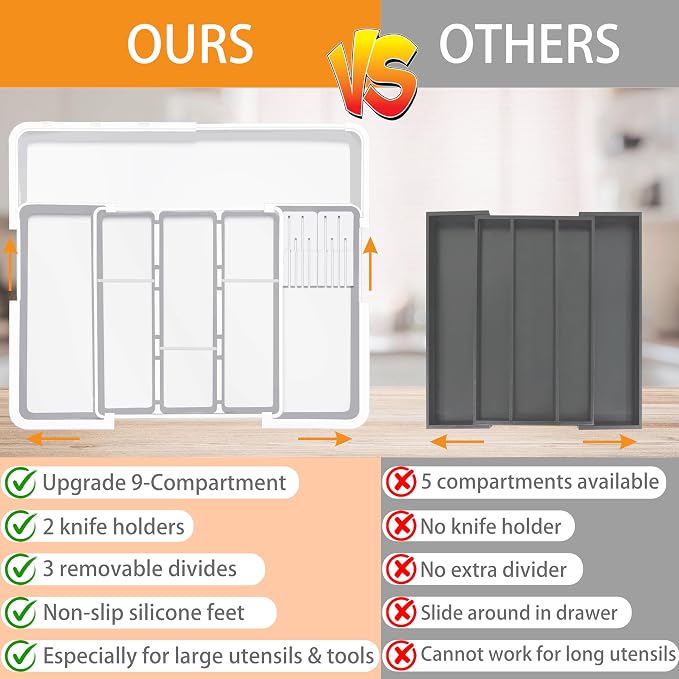 Homecor Kitchen Drawer Organizer Large Expandable Silverware Organizer - Image 4