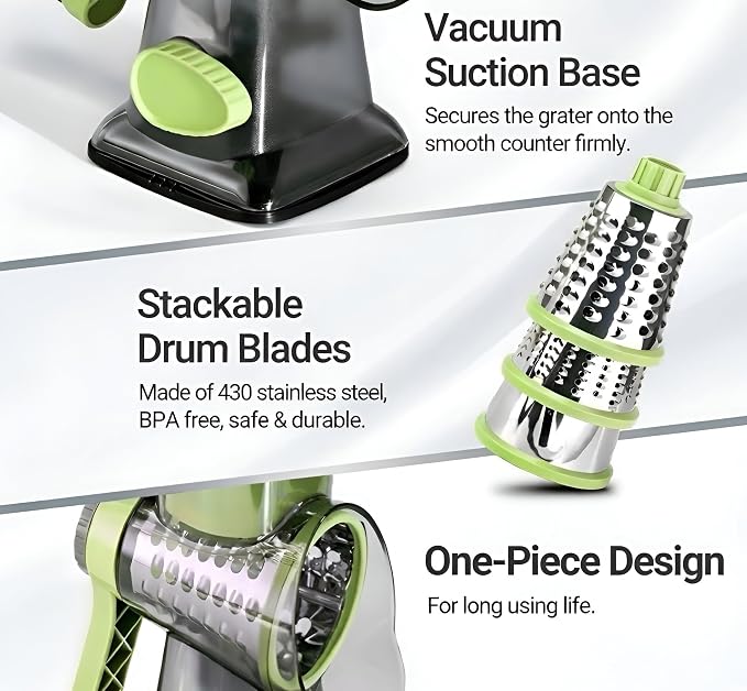 INCITATUS - Cheese Grater Hand Crank - Rotary Cheese Shredder - 3 - Image 7