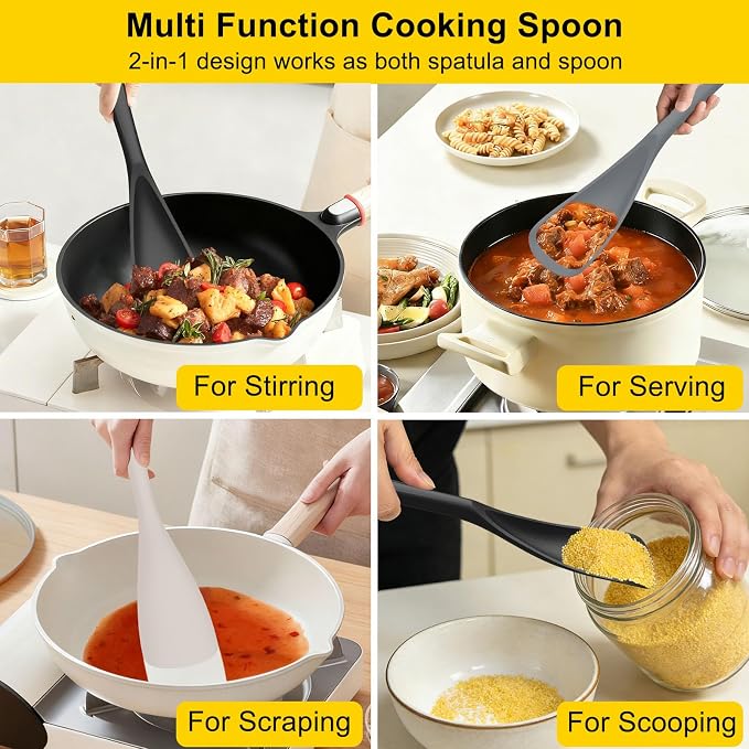 Beijiyi 3 Pack Silicone Spatula Spoon, 12.6 In, BPA-Free Seamless Design - Image 6