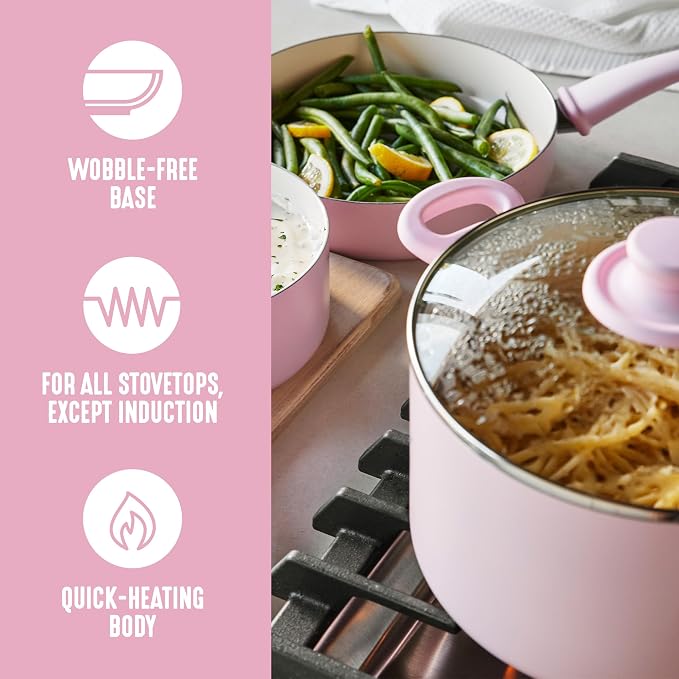 GreenLife 8 Piece Nonstick Cookware Set, Non-Toxic PFAS-Free Ceramic Pots & Pans - Image 4