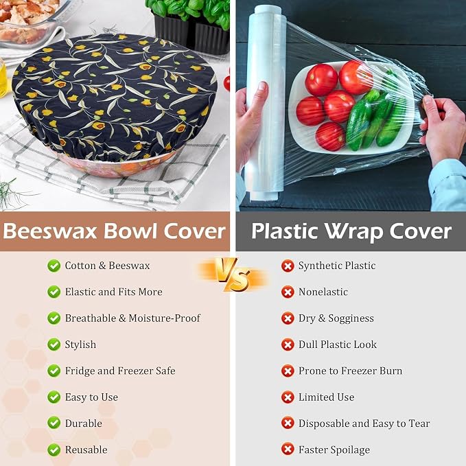 5-Size Reusable Beeswax Bowl Covers - Image 7