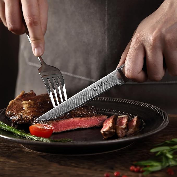 Wakoli EDIB 4-Piece Damascus Steak Knife Set – Professional Dining Kitchen - Image 10