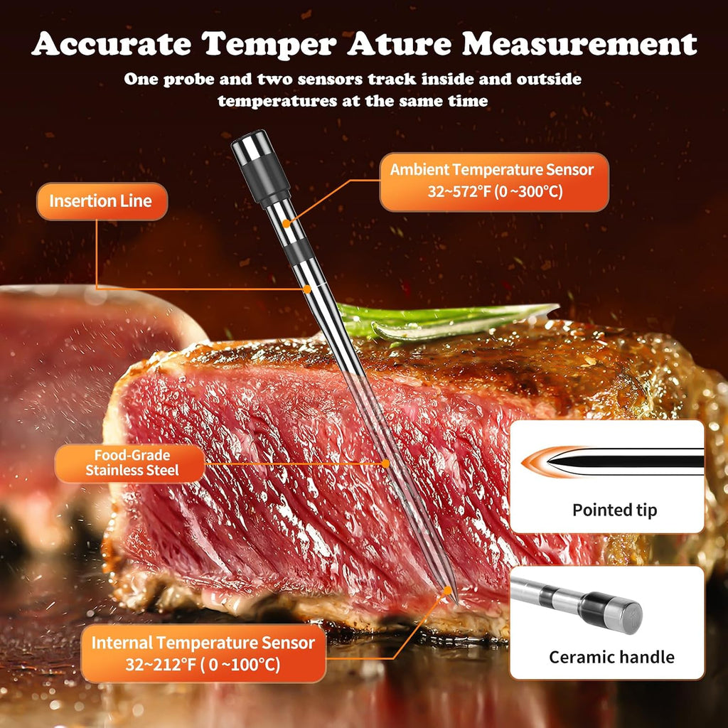 Wireless Meat Thermometer-Multi Sensors Digital Food Thermometer with