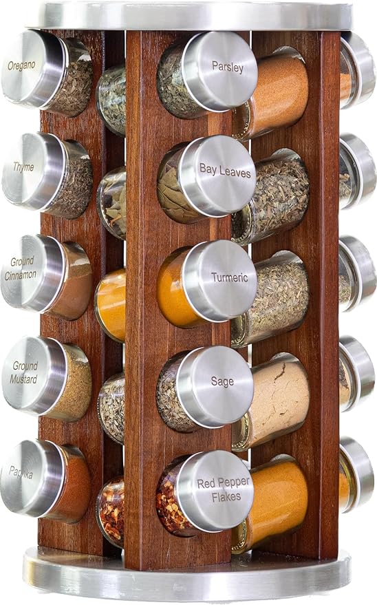 Orii 20 Jar Rotating Dark Acacia Wood Spice Rack by Orii
