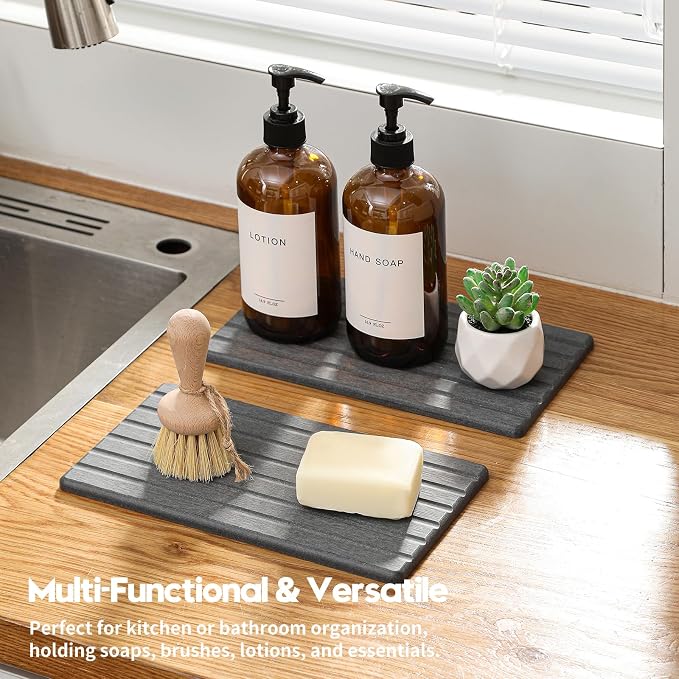 Razborci 2PCS Water Absorbing Stone Drying Tray Mat - Image 2