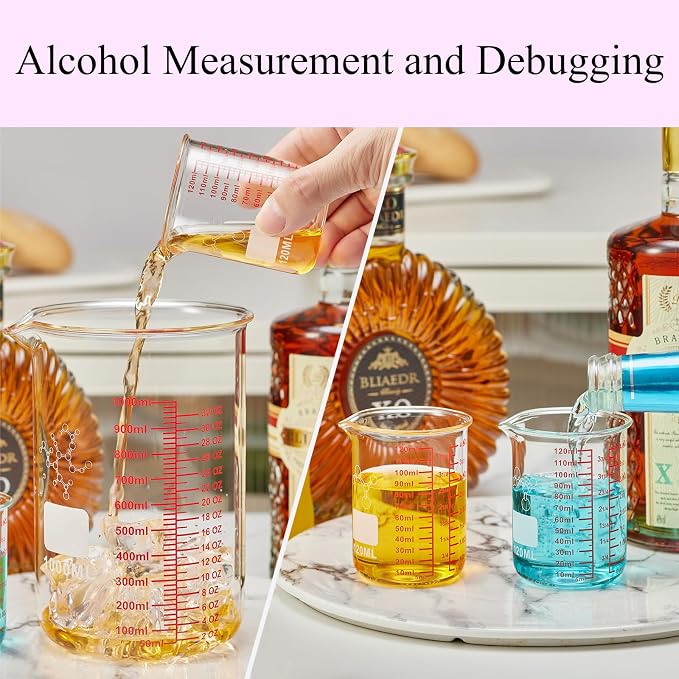 Ackers Mini Glass Measuring Beaker Set, Borosilicate, 2oz 4oz 8oz Measuring Cups - Image 5