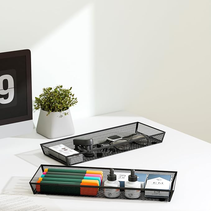 Mesh Tray Silverware Drawer Organizer Utensil Cutlery Tray Office Supplies - Image 5