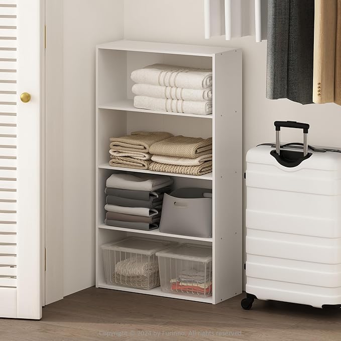 Furinno Reed Closet Organizers and Storage, 4-Tier Closet Organizer, Open Shelf by Furinno-FitsYourSpaceFitsYourBudget