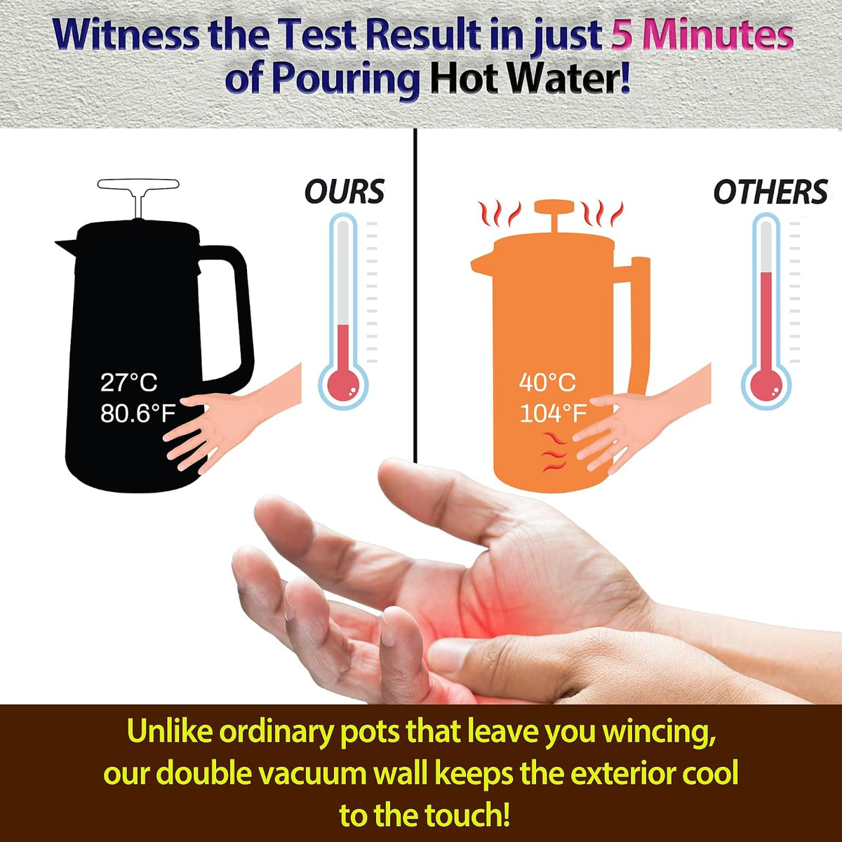 34oz Double Vacuum Insulation Large Silicone French Press Coffee