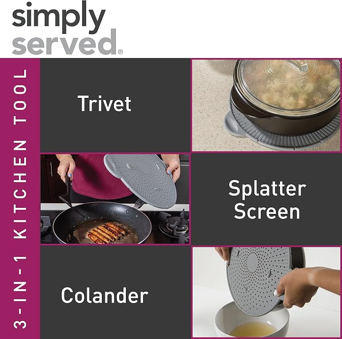 Silicone Splatter Screen, Protect Stovetop and Counters, 3-in-1 Silicone - Image 6