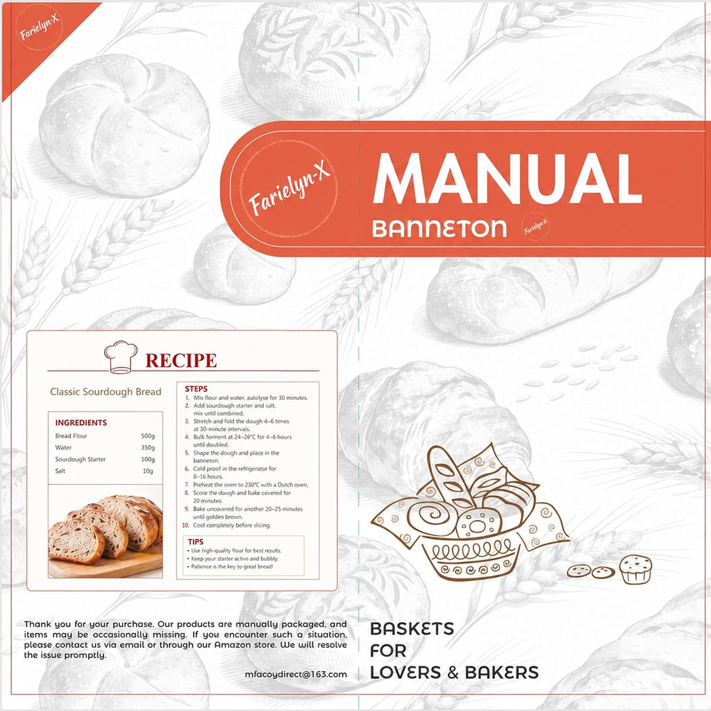 Complete Sourdough Starter Kit, Bread Baking Supplies, 9'' Round