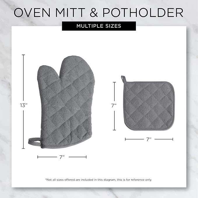 DII Basic Terry Collection 100% Cotton Quilted, Oven Mitt, Mineral Gray - Image 10
